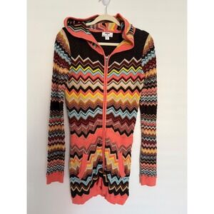Missoni Target‎ Women's Multi Colored Chevron Zip Up Hoodie Sweater Dress XL